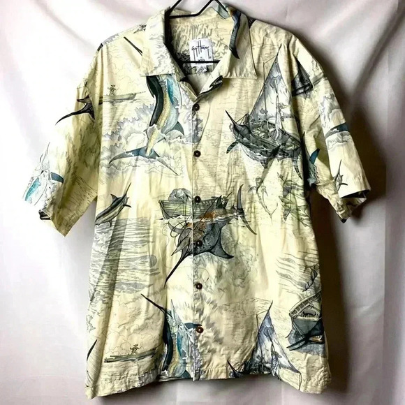 Guy Harvey Other - GUY HARVEY BY AFICO BLUEWATER MENS SIZE XL BUTTON DOWN CASUAL SHIRT CLEAN
